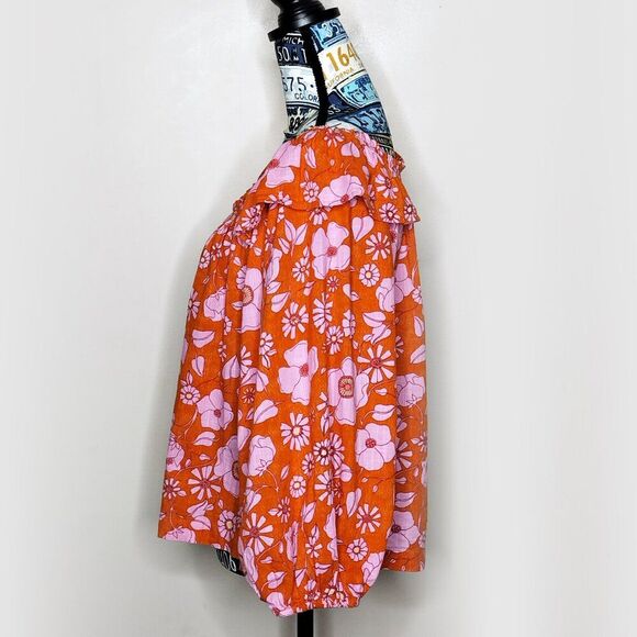 FREE PEOPLE Miss Daisy Floral Ruffle Top Off Shoulder Puff Sleeve Heat Wave Sz M - Picture 5 of 16